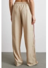 Beli Lastikli Çift Şeritli Pantolon Bej