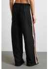 Beli Lastikli Çift Şeritli Pantolon Siyah