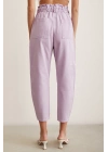 Beli Lastikli Düğme Kapalı Boyfriend Jean Mor