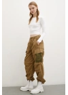 Beli Lastikli Kargo Cepli Paraşüt Pantolon Haki