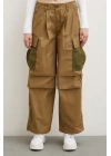 Beli Lastikli Kargo Cepli Paraşüt Pantolon Haki