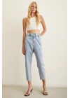 Beli Lastikli Mom Jean Buz Mavisi