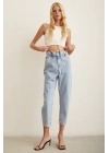 Beli Lastikli Mom Jean Buz Mavisi