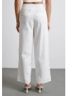 Beli Lastikli Paçası Katlamalı Pantolon Beyaz