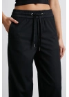 Beli Lastikli Paçası Katlamalı Pantolon Siyah