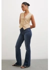 Beş Cepli Yüksel Bel İspanyol Paça Jean Lacivert