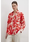 Bisou Desenli Gömlek Kırmızı