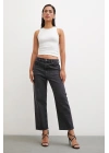 Boru Paça Yüksek Bel Jean Siyah