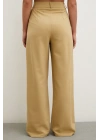 Boru Paça Yüksek Bel Keten Pantolon Camel