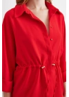 Büzgülü Kimono Gömlek Kırmızı