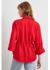Büzgülü Kimono Gömlek Kırmızı