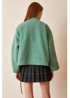 Cep Detaylı Bağcıklı Crop Ceket Yeşil