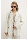 Cep Kapaklı Kesik Detaylı Blazer Ceket Bej