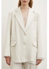 Cep Kapaklı Kesik Detaylı Blazer Ceket Bej