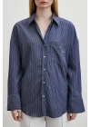 Cepli Çizgili Gömlek Lacivert