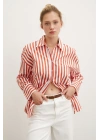 Cepli Çizgili Gömlek Oranj
