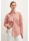 Cepli Çizgili Gömlek Oranj