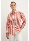 Cepli Çizgili Gömlek Oranj
