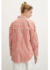 Cepli Çizgili Gömlek Oranj