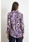 Çiçek Desenli Saten Gömlek Mor