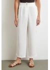 Çift Pileli Keten Pantolon Krem