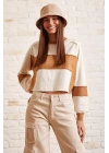 Çift Renk Oversize Sweatshirt Beyaz