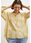 Çini Desenli Modal Gömlek Sarı