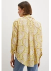 Çini Desenli Modal Gömlek Sarı