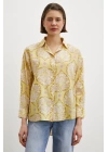 Çini Desenli Modal Gömlek Sarı