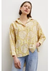 Çini Desenli Modal Gömlek Sarı