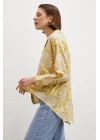 Çini Desenli Modal Gömlek Sarı