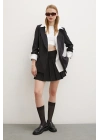 Çizgi Astarlı Cep Kapaklı Blazer Ceket Siyah