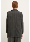 Çizgili Blazer Ceket Antirasit