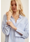 Çizgili Gömlek Mavi