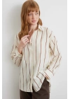 Çizgili Modal Gömlek Kahve