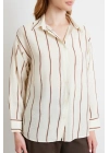 Çizgili Modal Gömlek Kahve