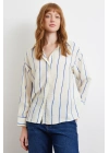 Çizgili Modal Gömlek Saks