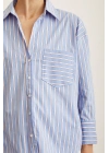 Çizgili Poplin Gömlek Mavi