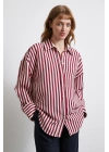 Çizgili T Kol Gömlek Bordo