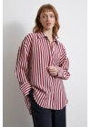 Çizgili T Kol Gömlek Bordo
