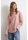 Çizgili T Kol Gömlek Kiremit