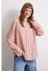 Çizgili T Kol Gömlek Kiremit
