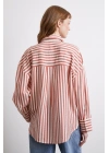 Çizgili T Kol Gömlek Kiremit