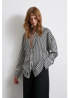 Çizgili T Kol Gömlek Siyah