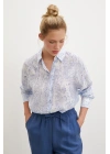 Damla Desenli Gömlek Mavi