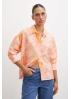 Damla Desenli Modal Gömlek Oranj