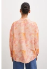 Damla Desenli Modal Gömlek Oranj
