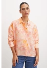 Damla Desenli Modal Gömlek Oranj