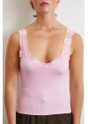Dantel Askılı Top Pembe