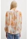 Desenli Oversize Gömlek Turuncu